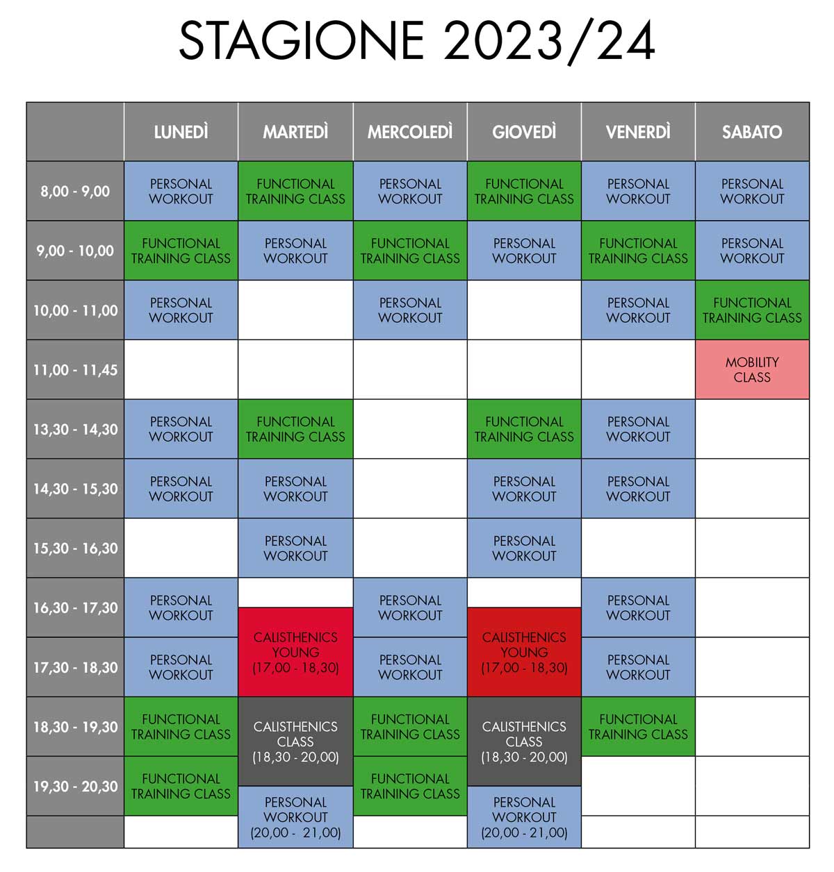 Orari corsi palestra Dynamo Riccione 2023/2024